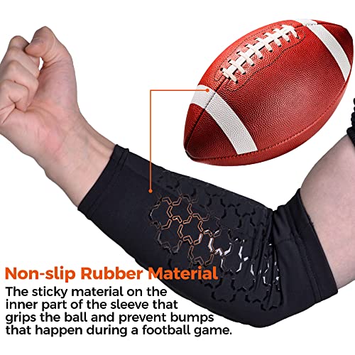 COOLOMG Football Forearm Pad with Stick Grips - color: Black Pair, size: Small