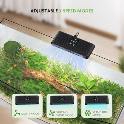 Aquarium Chiller Fan, Ultra-Quiet Fish Tank Cooling Fans, 3 Speed Modes Aquarium Cooler, Water Chiller for Axolotl Tank Accessories Freshwater Saltwater Tanks, 6.4W