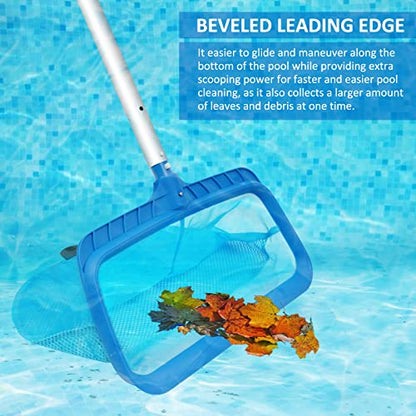 Swimming Pool Skimmer Net, Fine Mesh Pool Leaf Rake Net with Double-Layer Deep Bag, Reinforced Frame - Swimming Pool Nets for Cleaning Finest Debris - size: Plastic Double Layer Pool Rake