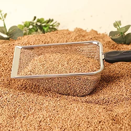 Stainless Steel Sand Scoop Fine Mesh Scooper Shovel for Terrarium Substrate, Beach Metal Detecting & Reptiles Litter