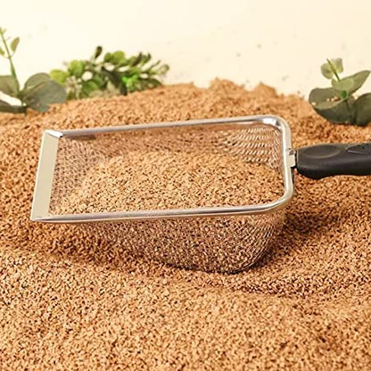 Sand Scoop Litter Scooper Mesh Reptiles Substrate Box Filtering Steel Stainless Bedding Cleaner Cat Sifter Metal Sand Shovels For Beach Metal Detecting