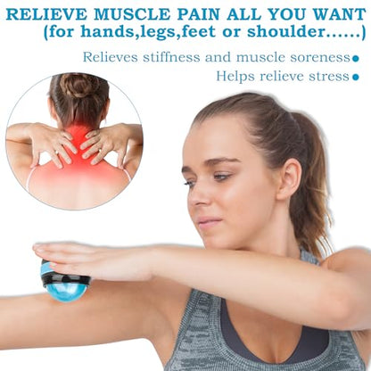 Coolrunner Massage Ball, 2-Pack Handheld Manual Roller Massager, Blue+Pink - color: Blue+pink