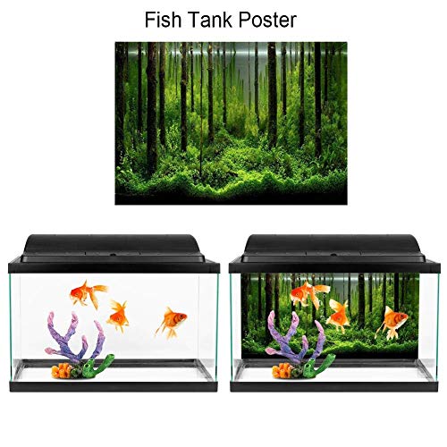 Aquarium Poster Forest Background PVC Adhesive Underwater Backdrop Decoration Paper Art Print Poster Dedicated to Fish (61x41cm) - size: 61x41cm