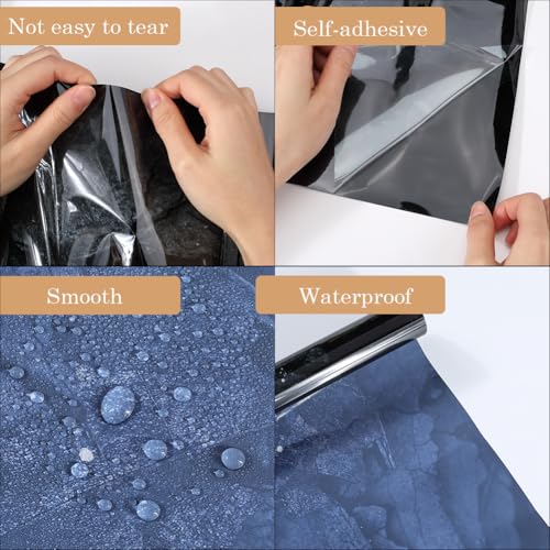 CREATCABIN Static Cling Aquarium Background Fish Tank Sticker Decal Black Self Adhesive PVC Waterproof Underwater Natural Rocky Texture Decorative Terrarium Background Poster for Aquarium 23.6x11.8in