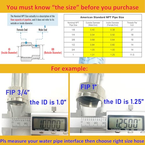 2 PACK, 24" Length Stainless Steel Flexible Corrugated Water Heater Connector, 1"FIP x 1"FIP, 1 Inch SS304 Flex Pipe Hose For Water Softener (0.7"ID) - size: 1"FIPx1"FIP, 24"L(0.7"ID)