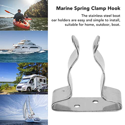 Stainless Steel Boat Hook Spring Clamp Holder Bracket Clip Versatile Hook for Boat RV Home Silver