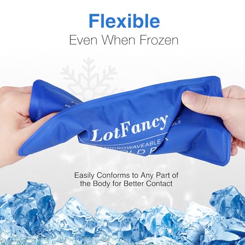LotFancy Ice Pack for Injuries, Pack of 2, Reusable Hot Cold Pack for Therapy, Cooling or Heating Pad for First Aid, Back Shoulder Neck Head Feet Pain Relief, 11 x 5 Inches - style: 11x5in(Pack of 2)