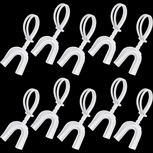 Dunzy 10 Pcs Strapped Mouth Guard Sports Mouthguard with Strap No Boiling Mouthguard Adult Youth Football Mouthpiece Mouth Protector for Boxing Basketball Lacrosse - color: White, size: Adult