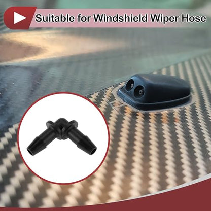 Vacuum Tubing Connector 4.8mm L-Shaped Elbow Black PP 2 Pcs