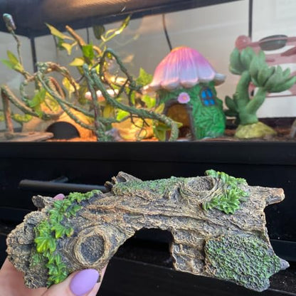 Resin Aquarium Wood Small Reptile Hide Aquarium cave Betta Log Aquarium Ornament pleco cave Snake Hideout (Tree bark)