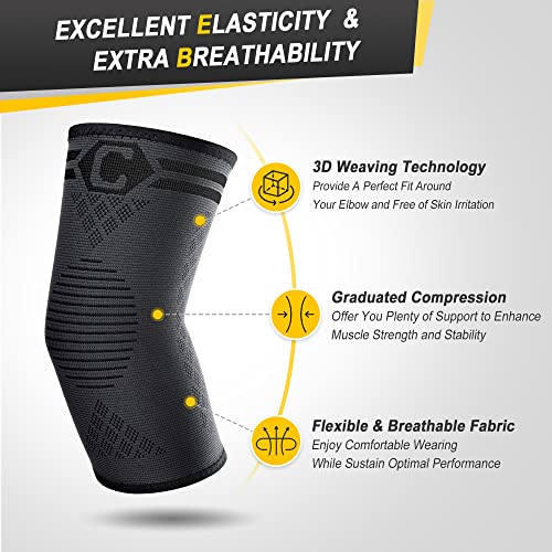 CAMBIVO 2 Pack Elbow Brace Compression Sleeve, Tennis & Golfer's Elbow - color: Black, size: Large