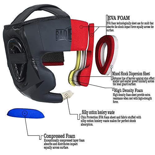 Boxing Head Guard Muay Thai MMA Sparring Headgear… (Black/RED, Small/Medium)