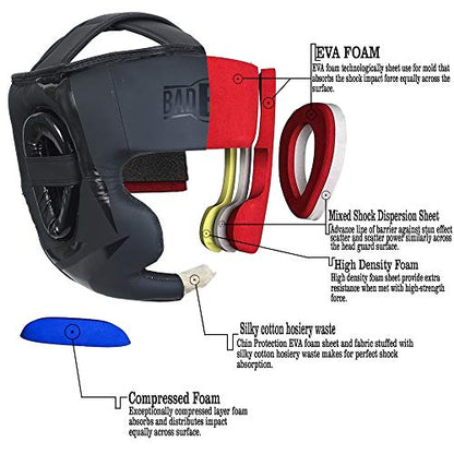Boxing Head Guard Muay Thai MMA Sparring Headgear… (Black/RED, Small/Medium)