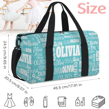 Custom Named Dance Ballet Bag, Dark Turquoise Blue Solid Color - color: Blue