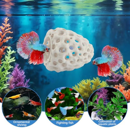 Shrimp Dome Hide Shrimp Hides for Aquarium Bettas Fish Hideout with Suction Cup Aquarium Fish Cave Hideout Bettas Habitat Fishs Tank Tunnel(Color:White)