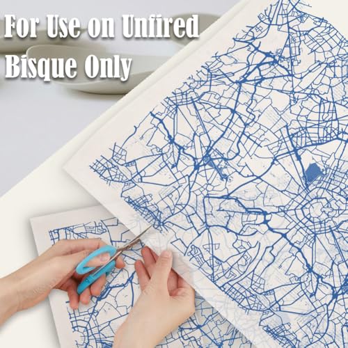 SUPERDANT 5 Sheets City Map Underglaze Transfer Paper Urban Cartography Ceramic Decals for Pottery Porcelain Cups Plates Vases Clay Fire-On Bowls Beginner Friendly Extra Large - style: City Map