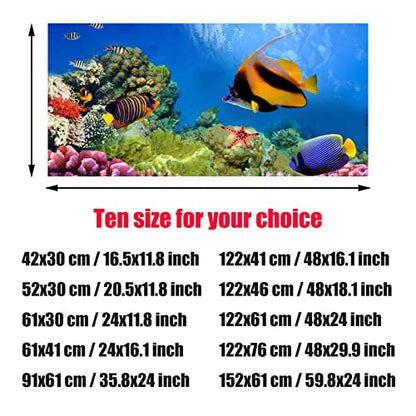 Aquarium Poster, 3D Effect Fish Tank Sticker Underwater World Deep Sea Fish Background Sticker Thicken PVC Adhesive Static Cling Backdrop Fish Tank Decorative Paper,91x61cm - size: 91x61cm