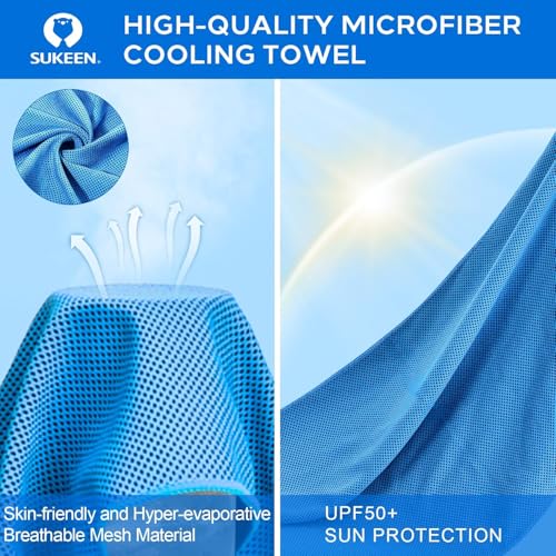 Sukeen 8 Pack Cooling Towels(40"x12") for Neck and Face, Sweat Cooling Rags - color: Black/Green/Sky Blue/Lavender/Royal Blue/Rose Red/Gray/Lake Blue