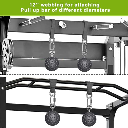 SELEWARE Pull Up Ball, Climbing Grip Attachment for Strength Training | Non-Slip Design Improves Grip Strength, Targets Forearms and Hands, Fits Chin Ups, Kettlebells and Resistance Workouts - color: Closed Black Ball