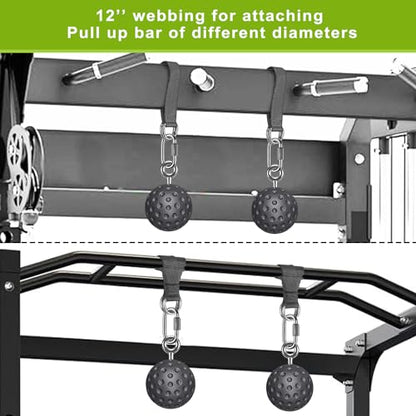 SELEWARE Pull Up Ball, Climbing Grip Attachment for Strength Training | Non-Slip Design Improves Grip Strength, Targets Forearms and Hands, Fits Chin Ups, Kettlebells and Resistance Workouts - color: Closed Black Ball