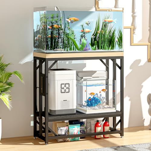 20-29-37 Gallon Fish Tank Stand with Power Outlet,Adjustable Aquarium Stand, Heavy Duty Terrarium Stand,Metal Frame Reptile Turtle Tank Stand Suitable for Home Office,600LBS Capacity, Black - color: Black, size: 20-29-37 Gallon