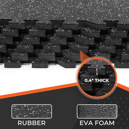 SUPERJARE 0.4'' Thick 36 Pcs 144 Sq Ft Rubber Top Exercise Equipment Mats - size: 36 Tiles (144 Sq Ft)