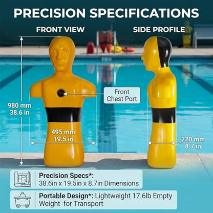 Weighted Rescue Dummy,110lbs Heavy HDPE Body-Water Rescue Training Dummy,38.6in Professional Swimming Safety Drill Model-Lifeguard Training Manikin,Sealed Weight Port(Orange) - color: Orange