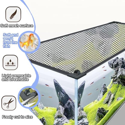Magnetic Aquarium Anti-Jumping Net Cover, Plastic Cuttable Fish Tank Anti-Jump Protective Lid, Adjustable Size Fit Tank Size Max 78''X24'' - size: 50x50cm/19.69x19.69"