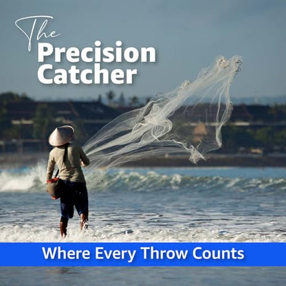 Premium Saltwater Cast Net - Heavy Duty Fishing Net with Sinkers - Durable & Long-Lasting - size: 10' x 1/4"