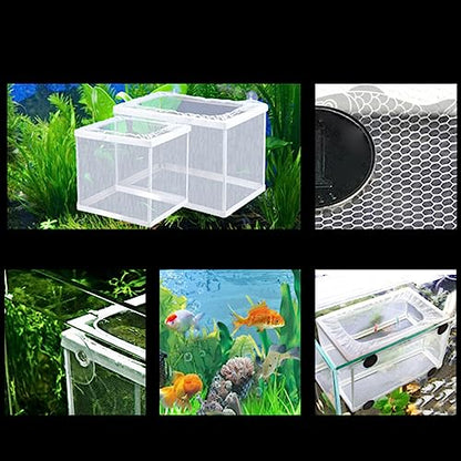 Fish Box- Aquarium Hatchery Net, Fish Breeding Box with Suction Cup for Aquarium Fish Tank (Size L)