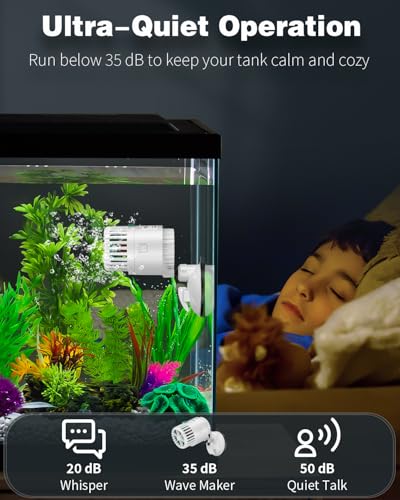 Pawfly Wave Maker for Aquarium, 1300 GPH Aquarium Powerhead, Quiet Submersible Wavemaker for 25-100 Gallon Fish Tanks, Water Circulation Pump with Strong Suction Cup Base - size: for Tanks up to 100 Gallons