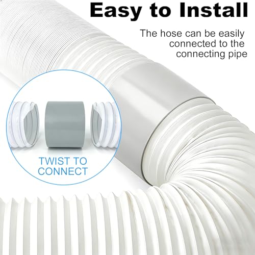 2 Pack 5.9 Inch Portable Air Conditioner Hose with Coupler Exhaust Vent AC Hose Connector with Tube Connector Total 118" Length Counter-Clockwise Thread Universal Replacement Hose/Coupler
