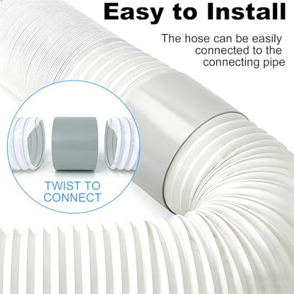 2 Pack 5.9 Inch Portable Air Conditioner Hose with Coupler Exhaust Vent AC Hose Connector with Tube Connector Total 118" Length Counter-Clockwise Thread Universal Replacement Hose/Coupler