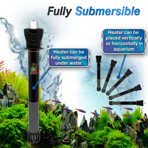 Glass Aquarium Heaters with Advanced LED Temperature Control System - for Fresh & Saltwater Aquariums (250 Watts / 70-90 Gallons)