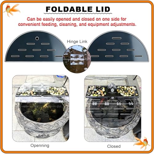 Cat-Proof Acrylic Lid for Round Aquarium - Anti-Jump Fish Tank Cover with Access Hole & Hinges, Fits 60cm (23.6") Rium, Durable and Secure Solution for Pet Owners - size: 60cm (23.6")