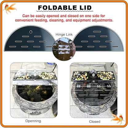 Acrylic Fish Tank Lid - Anti-Jump Cover for 11"-39" Aquariums, Protects Fish from Jumping Out, Durable Round Design (31.5"/80cm)