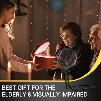 Hands Free Magnifying Glass with Light, Neck Magnifier for Seniors Reading | 6 Light Modes • 5.6"Acrylic Lens • 1200mAh Rechargeable • Flexible Gooseneck • Adjustable Brightness - size: 5.6”