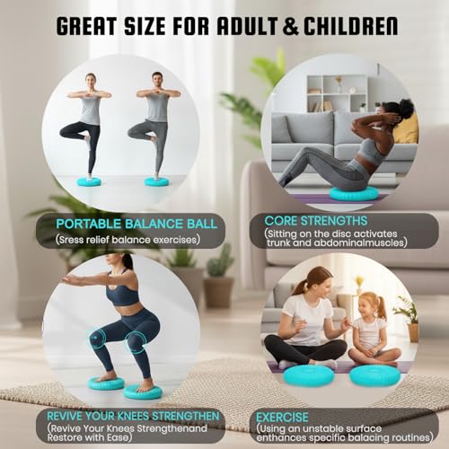 Wobble Cushion Core Balance Disc, Wiggle Seat with Inflation Pump - color: 1Turquoise