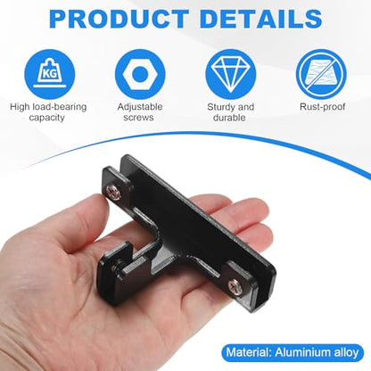 M METERXITY 4-Pack Glass Clamps, Aluminum Alloy T-Shaped Glass Connector Clip Holder for 2-7mm Thickness Panels/Display Cabinet/Aquarium/Fish Tank [Black] Combination Fixing Bracket