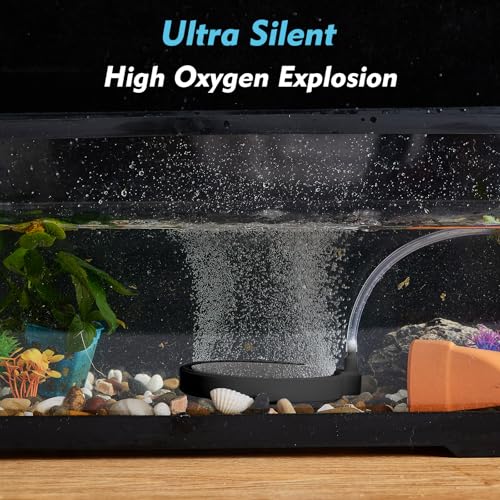 5.9 Inch Nano Air Stone with Case - Silent High Oxygen Bubbler for Aquariums, Fish Tanks & Hydroponic Systems, Black Small Bubble Diffuser Accessories (No Air Pump and Air Tube)