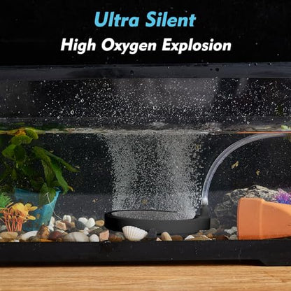 5.9 Inch Nano Air Stone with Case - Silent High Oxygen Bubbler for Aquariums, Fish Tanks & Hydroponic Systems, Black Small Bubble Diffuser Accessories (No Air Pump and Air Tube)