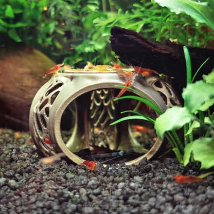 Betta Lair | Swim Through Aquarium Cave & Hideaway – Fish Tank Decoration with Shrimp Feeding Dish for Betta, Shrimp & Small Fish (Clear White, Small)