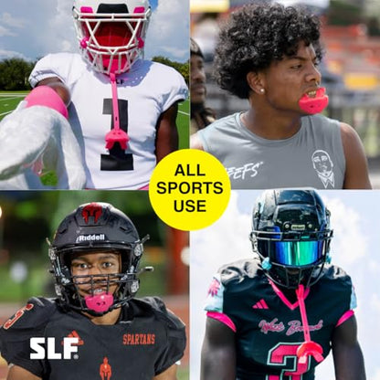 SLEEFS Classic Football Mouthguard with Bold Designs and Removable Strap - color: Momma Pink