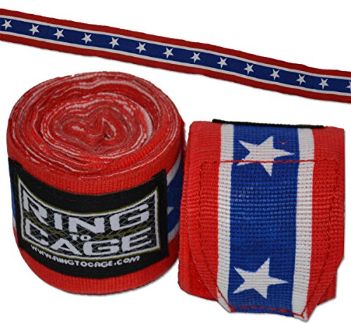 Ring to Cage Handwraps Mexican Style Stretchable- Patterned 180" Long - 23 Color Patterns - color: American