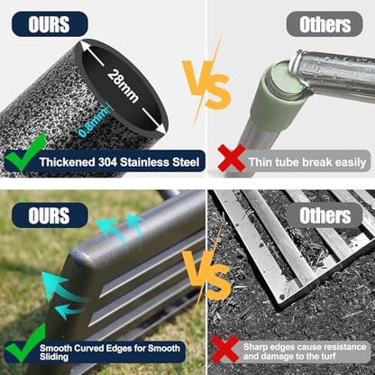Heavy Duty Lawn Leveling Rake 30x10 with 72" Adjustable Handle - Commercial Grade Landscape Grading Tool, Foldable Yard Leveler for Soil Sand & Topdressing | Stainless Steel + Ergonomic Design - size: 30x10"(Foldable), 72"