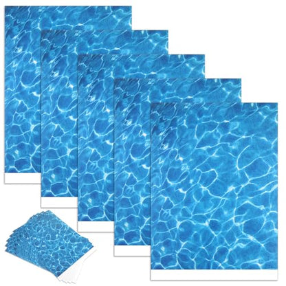 Ripple Water Sticker 5PCS Fake Water Self Adhesive Realistic Stream Pattern Artificial-Water Effect Sheet Ocean Diorama Supplies for Miniature Lakes, Beach Pools, Rivers and Diorama Scenery