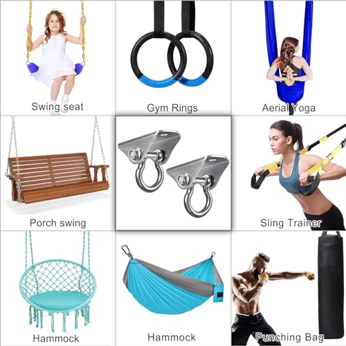 SELEWARE Heavy Duty Swing Hanger Stainless Steel Ceiling Swing Hooks 2 Pack - color: 180° Swing Hanger ( 2 Pack )