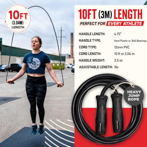 Elite Jumps Muay Thai 2.0 Weighted Jump Rope for MMA, 1.1 lbs, 8 ft - color: Black