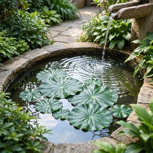 16 Pcs Lily Pad Decor, Lily Pad, Artificial Floating EVA Lotus Leaves for Koi Fish Pool Patio Aquarium (Green)