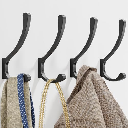 Coat Hooks Wall Mounted, Heavy Duty Hooks Hanging Towel, Black 8 Pack,Metal - size: 8 Pack